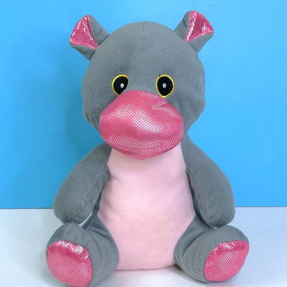 RARE Vintage A&A Gray & Fluorescent Pink Hippo SOFT 12" Plush Stuffed Animal Toy - Picture 1 of 3